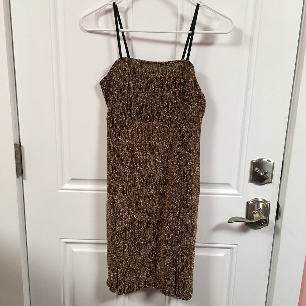 Wild Fable Black Gold Lurex Mini Dress NWT Size M/XXL